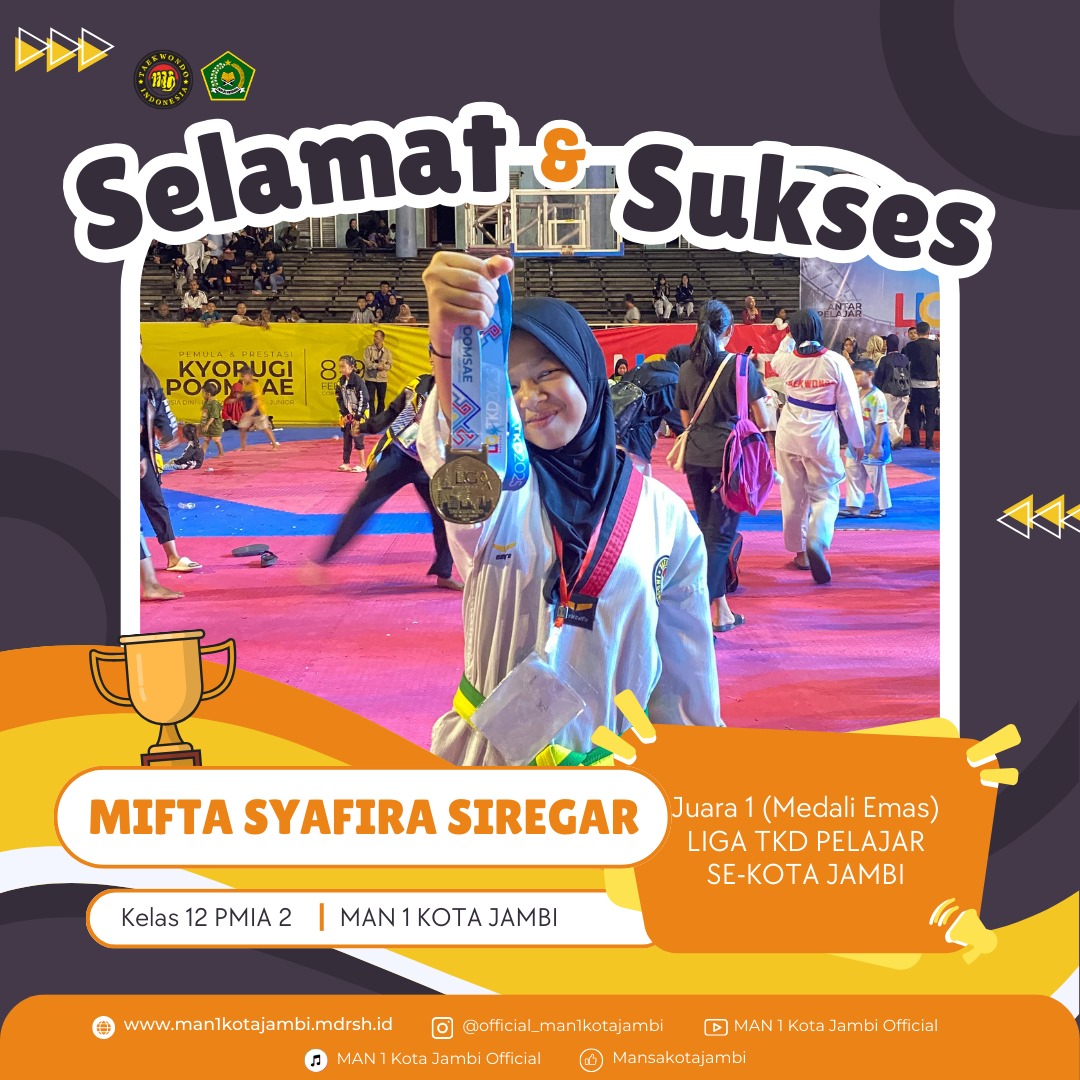 Mifta Syafira Siregar Persembahkan Medali Emas di Liga Taekwondo Pelajar Se-Kota Jambi 