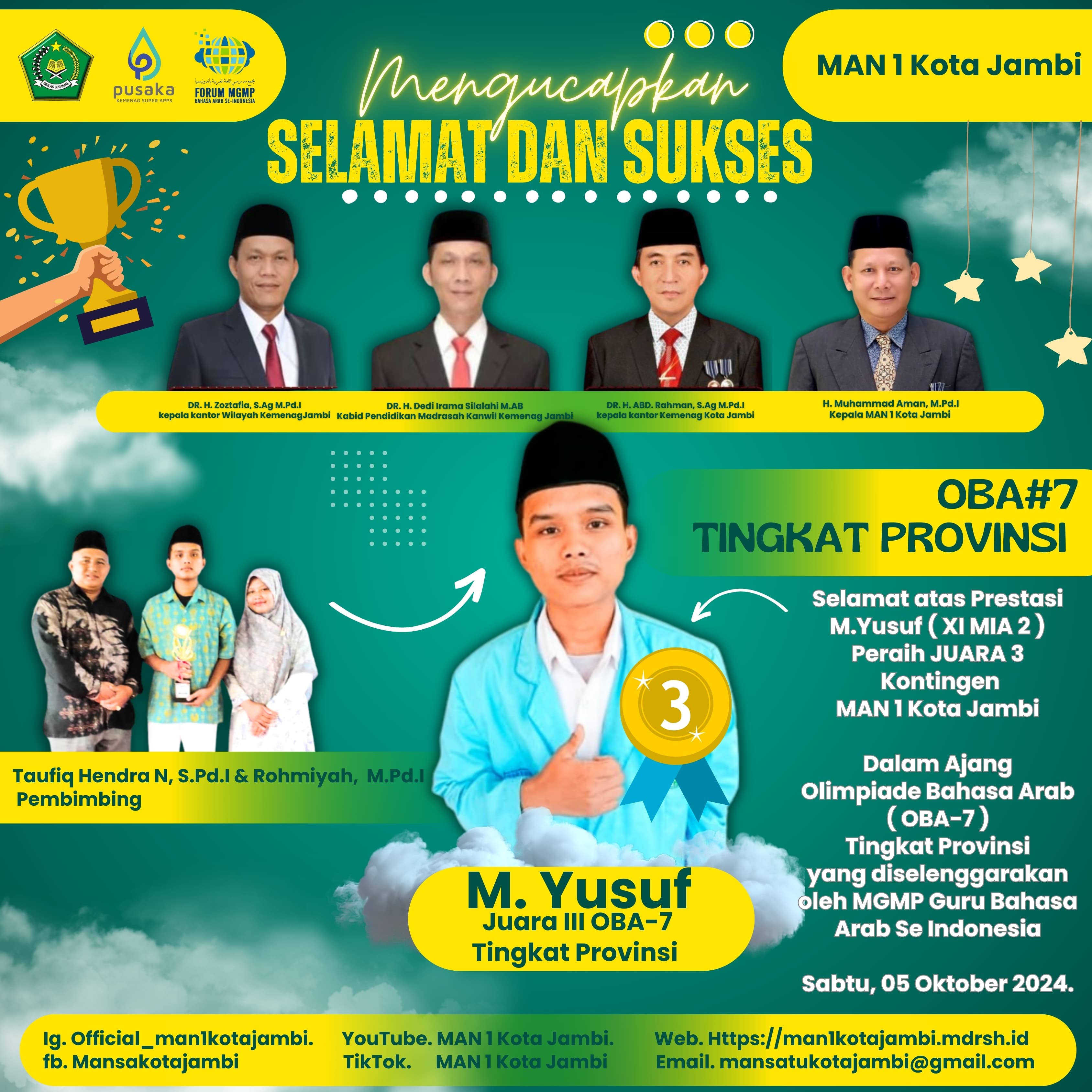 Siswa MAN 1 Kota Jambi Raih Juara 3 OBA Tingkat Provinsi, Siap Berlaga di Tingkat Nasional